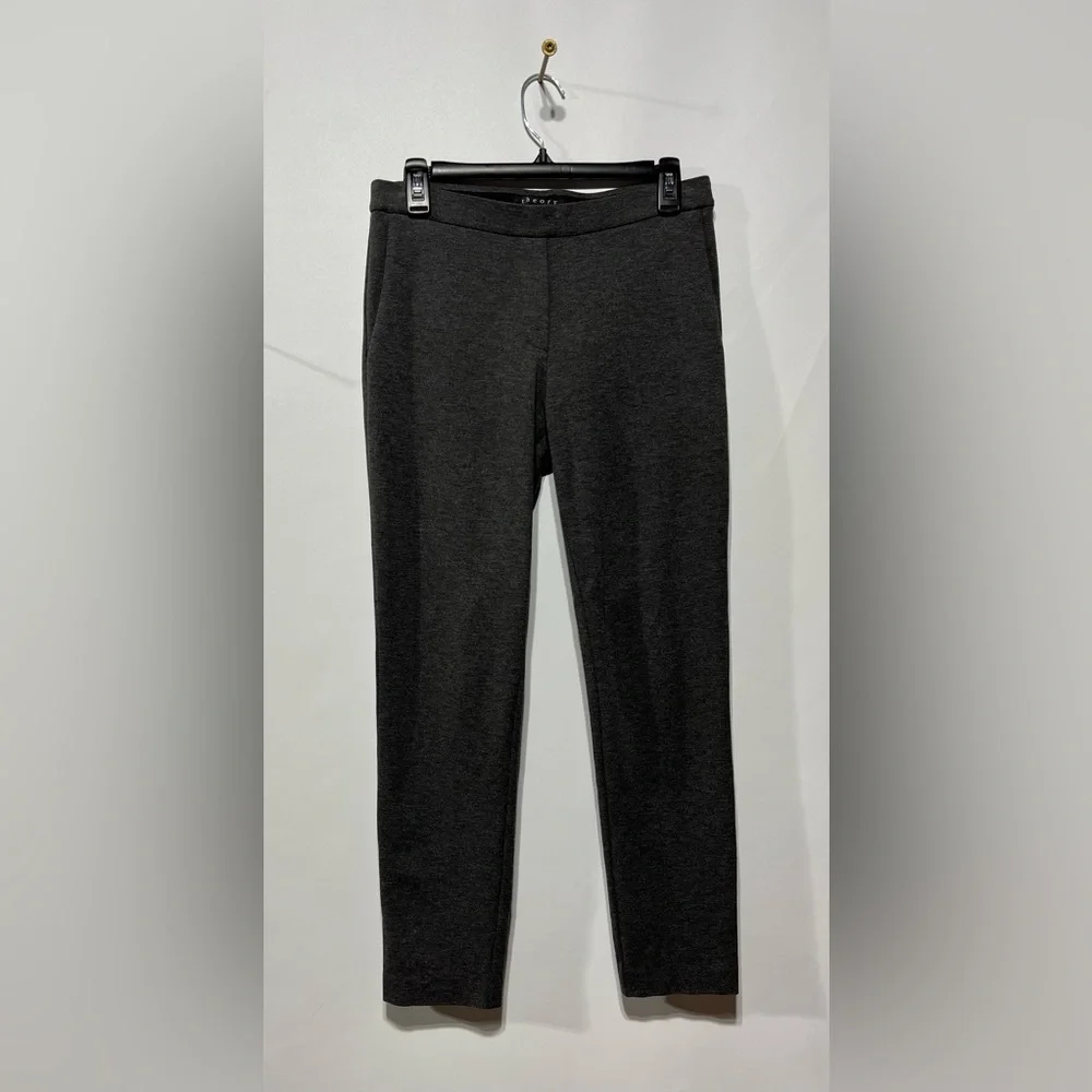 Theory Charcoal Pull On Stretch Grey Dress Pants‎ Women's Size 4 Inseam 26”